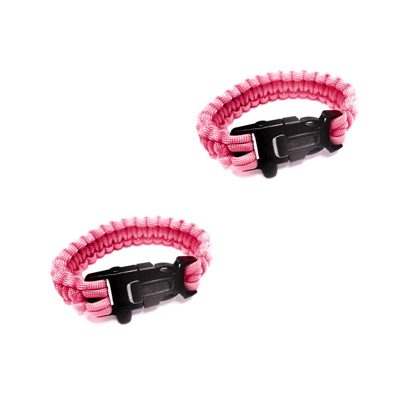 Survival Bracelet with Paracord/Flint Scraper/Whistle/Cutting Tool - Black, Blue, Camo, Orange, Pink or Rainbow
