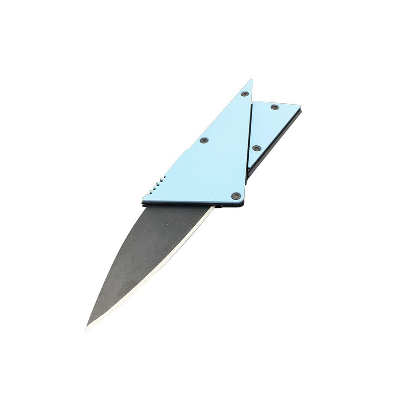 Stainless Steel Handle Credit Card Folding Knife - Black, Blue, Pink or Silver