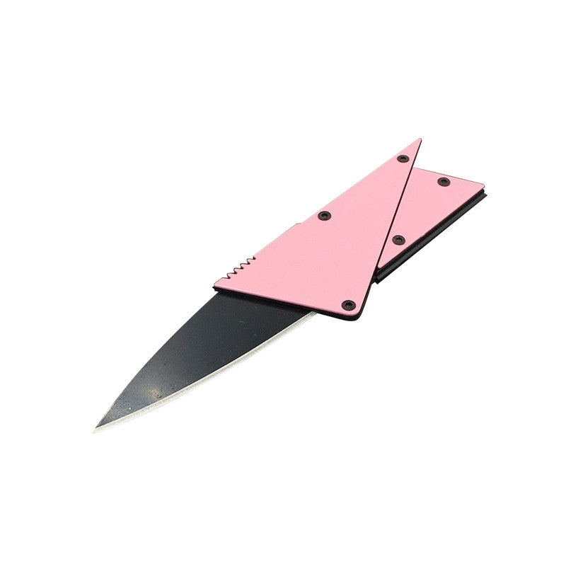 Stainless Steel Handle Credit Card Folding Knife - Black, Blue, Pink or Silver