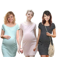 Striped Summer Maternity Dress - Green, Pink or Black