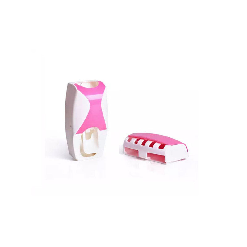 Automatic Toothpaste Squeezer with 5 Toothbrush Holder - Pink, Black, Blue, Green or Orange