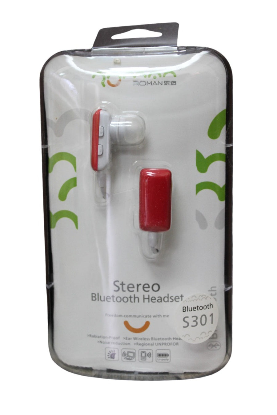 Roman S301 Stereo Bluetooth Headseat - Black, Green, Red, White and Yellow