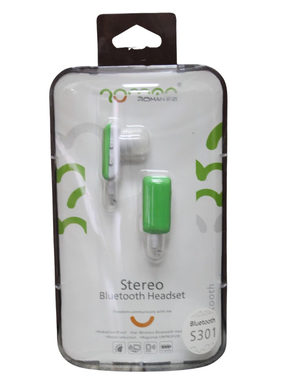 Roman S301 Stereo Bluetooth Headseat - Black, Green, Red, White and Yellow