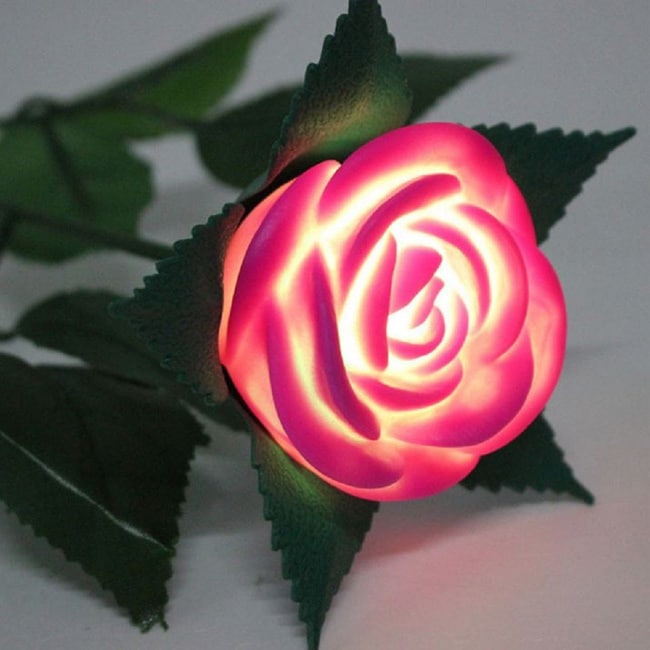 LED Light Up Garden Roses - Red, Yellow, Blue, Purple, White or Pink