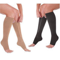 Open Toe/Zip Up Compression Socks - Nude or Black
