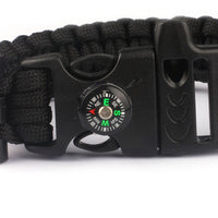 Paracord Survival Bracelet with Compass/Whistle Buckle - Black, Camo, Orange, Rainbow, Purple or Teal