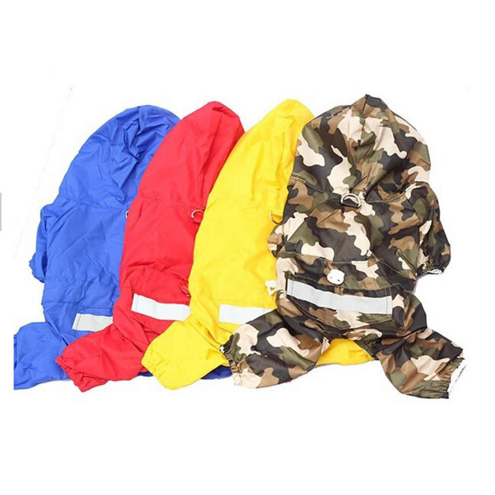 Pet Rain Jacket with Hood - Blue, Red, Yellow and Camo