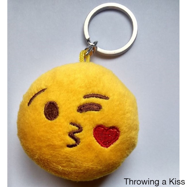 Emoticon Keychains - Sunglasses, Poop, Heart Eyes, Throwing a Kiss and Laughing Tears