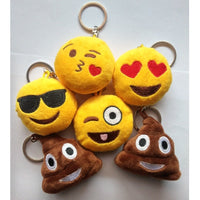 Emoticon Keychains - Sunglasses, Poop, Heart Eyes, Throwing a Kiss and Laughing Tears