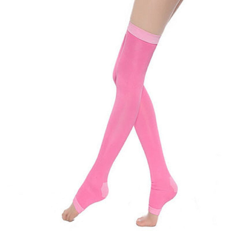 Slimming Open Toe, Over the Knee Fashion Compression Hosiery- Black, Green, Pink or Purple