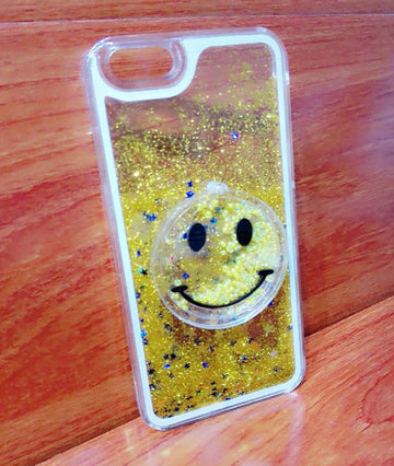 Smiley Face Glitter Phone Case for Iphone 6 or 6 Plus - Blue, Pink, White or Yellow