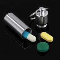 Waterproof Air-tight Aluminum Alloy Pill Case Pill Box Keychain Holder