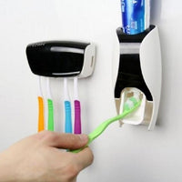 Automatic Toothpaste Squeezer with 5 Toothbrush Holder - Pink, Black, Blue, Green or Orange