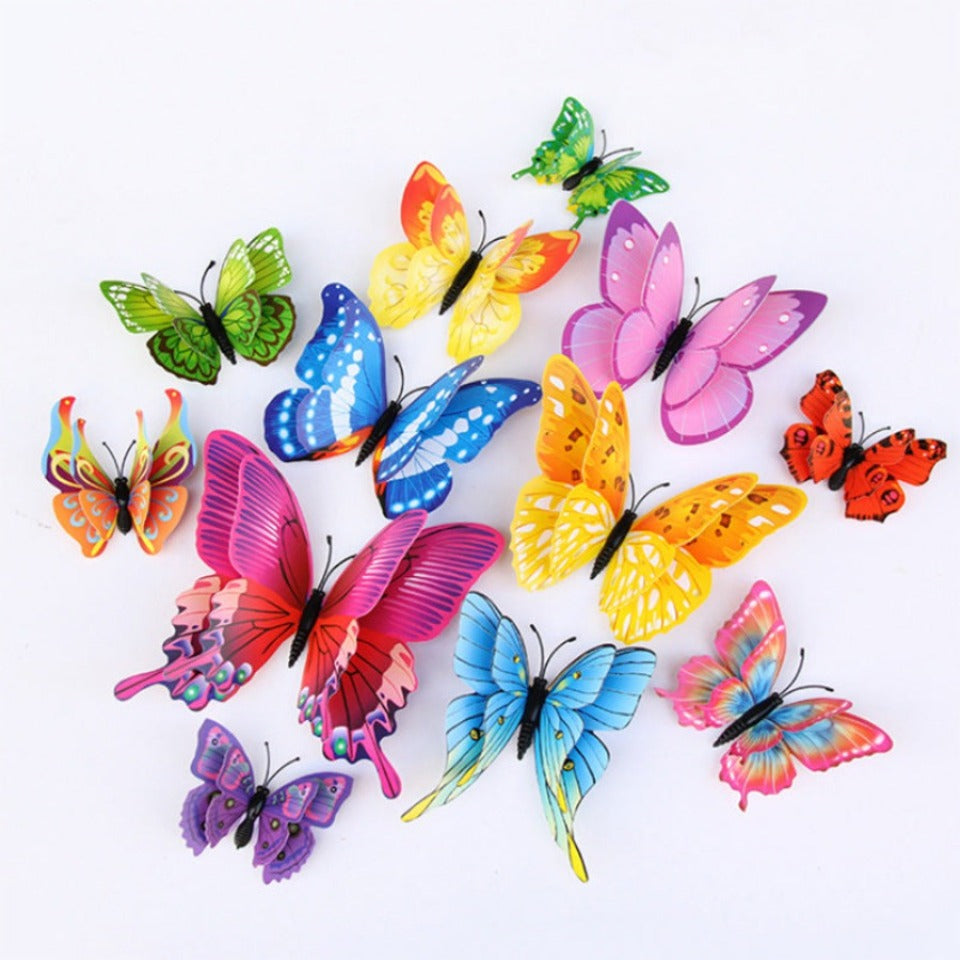 Mixed Color 3D Butterfly Magnet Fridge stickers - 12 pcs
