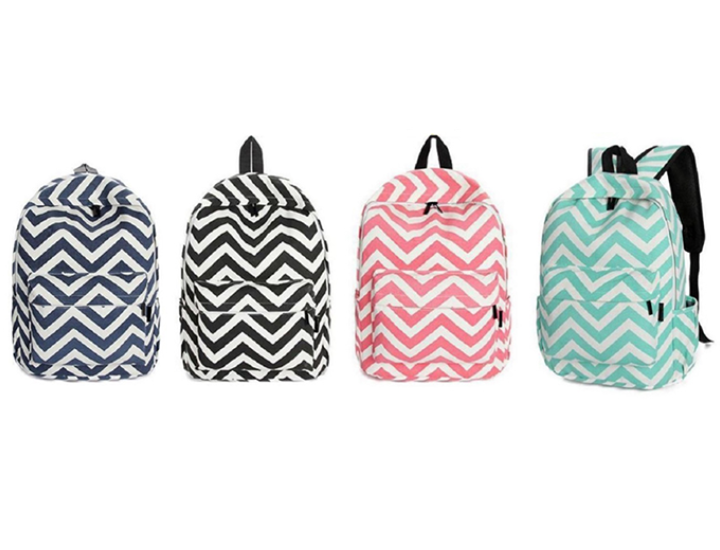 Chevron Backpack - Black, Blue, Green or Pink