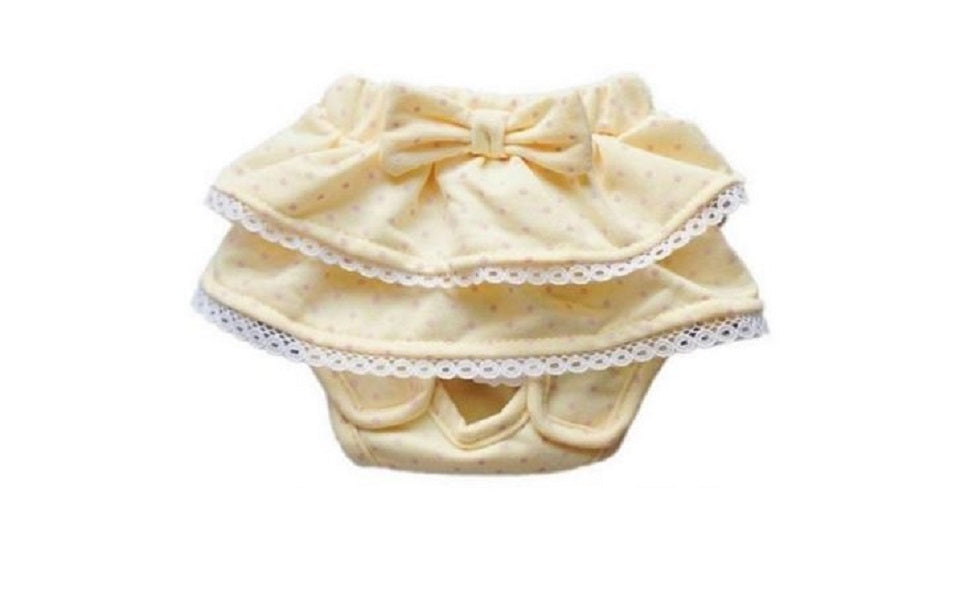 Doggie Diaper with Ruffles and Bow - Pink, Blue or Yellow