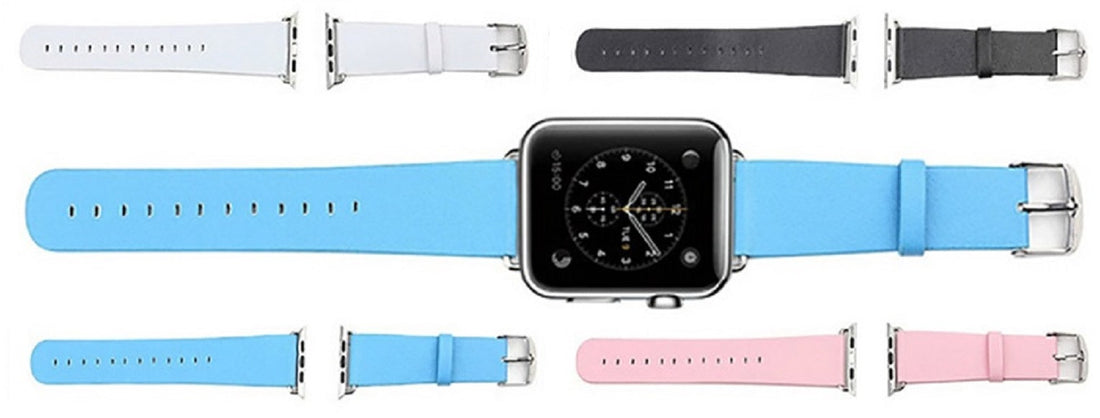 Microfiber Leather Strap for Apple Watch - White, Black, Blue or Pink