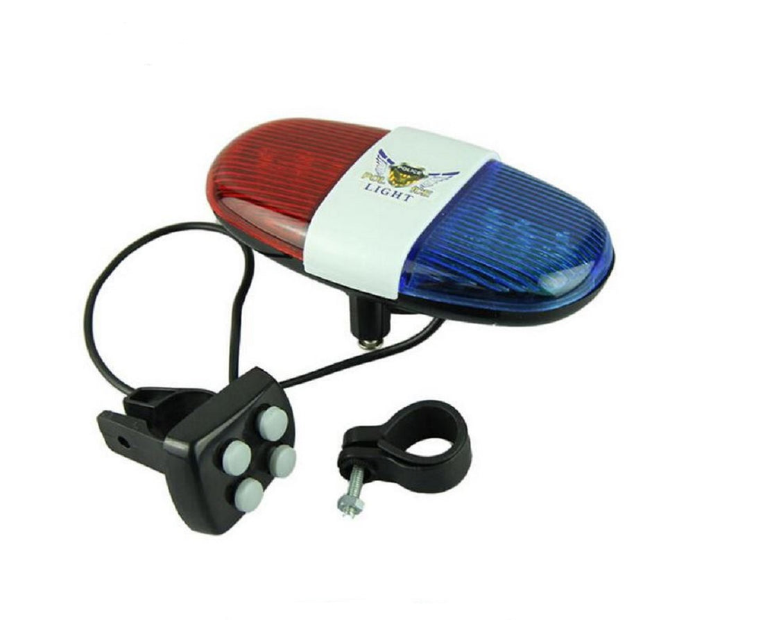 Police Car Bike Light/Bell - 6 LED Light & 4 Sounds