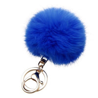 Faux Rabbit Fur Pom Pom Charm Keychain - Red, Black, Royal Blue, Light Pink or Hot Pink