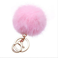 Faux Rabbit Fur Pom Pom Charm Keychain - Red, Black, Royal Blue, Light Pink or Hot Pink