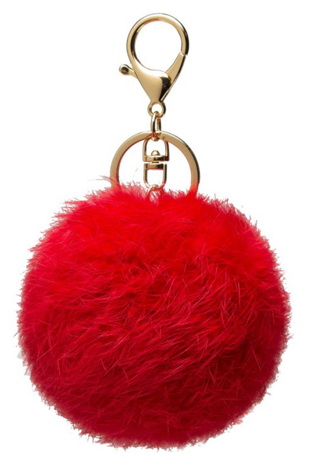 Faux Rabbit Fur Pom Pom Charm Keychain - Red, Black, Royal Blue, Light Pink or Hot Pink