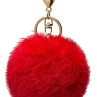 Faux Rabbit Fur Pom Pom Charm Keychain - Red, Black, Royal Blue, Light Pink or Hot Pink