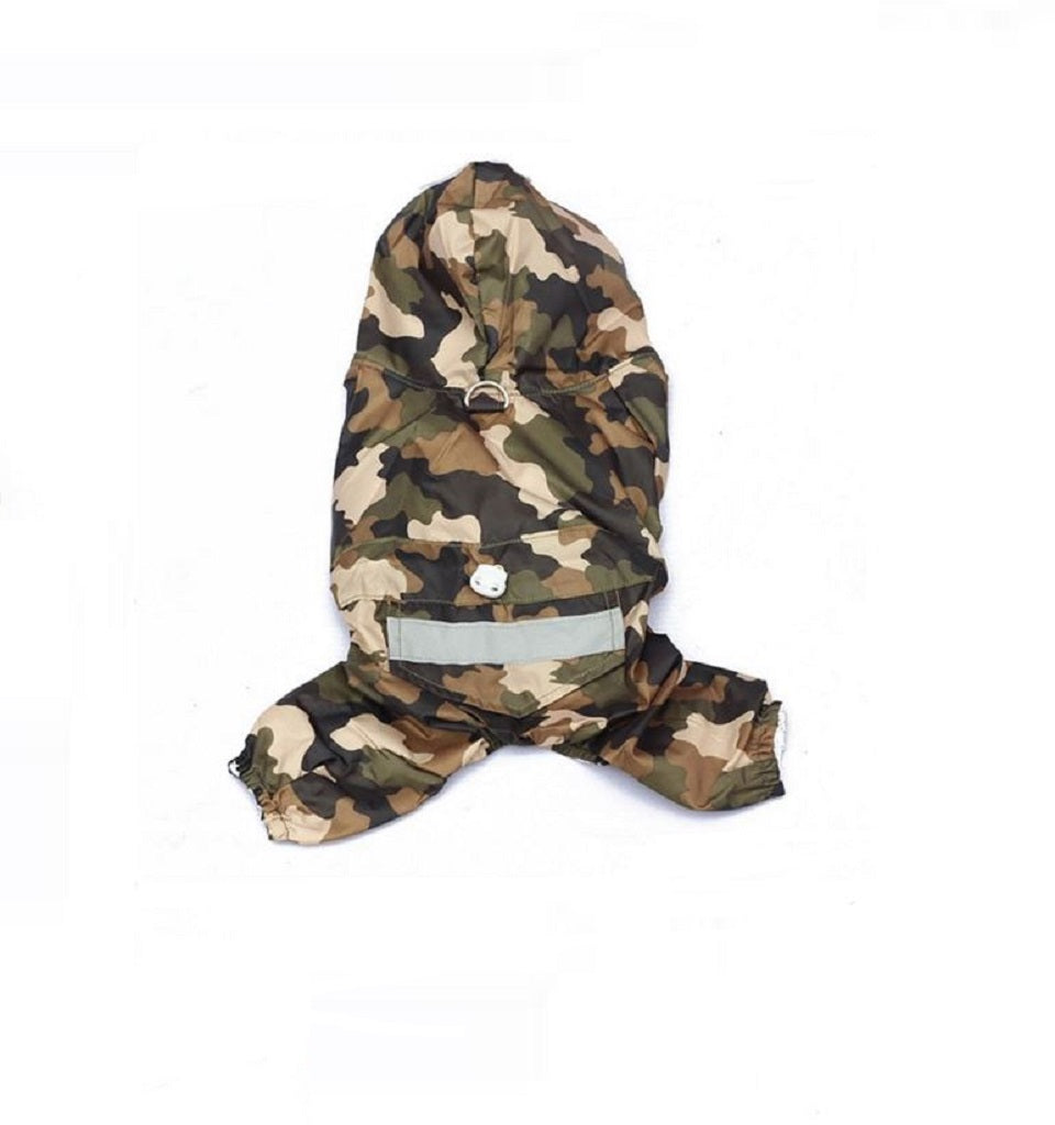 Pet Rain Jacket with Hood - Blue, Red, Yellow and Camo