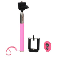 Selfie Stick with Bluetooth Remote Shutter - Black, Pink, Purple, Turquoise, White and Yellow