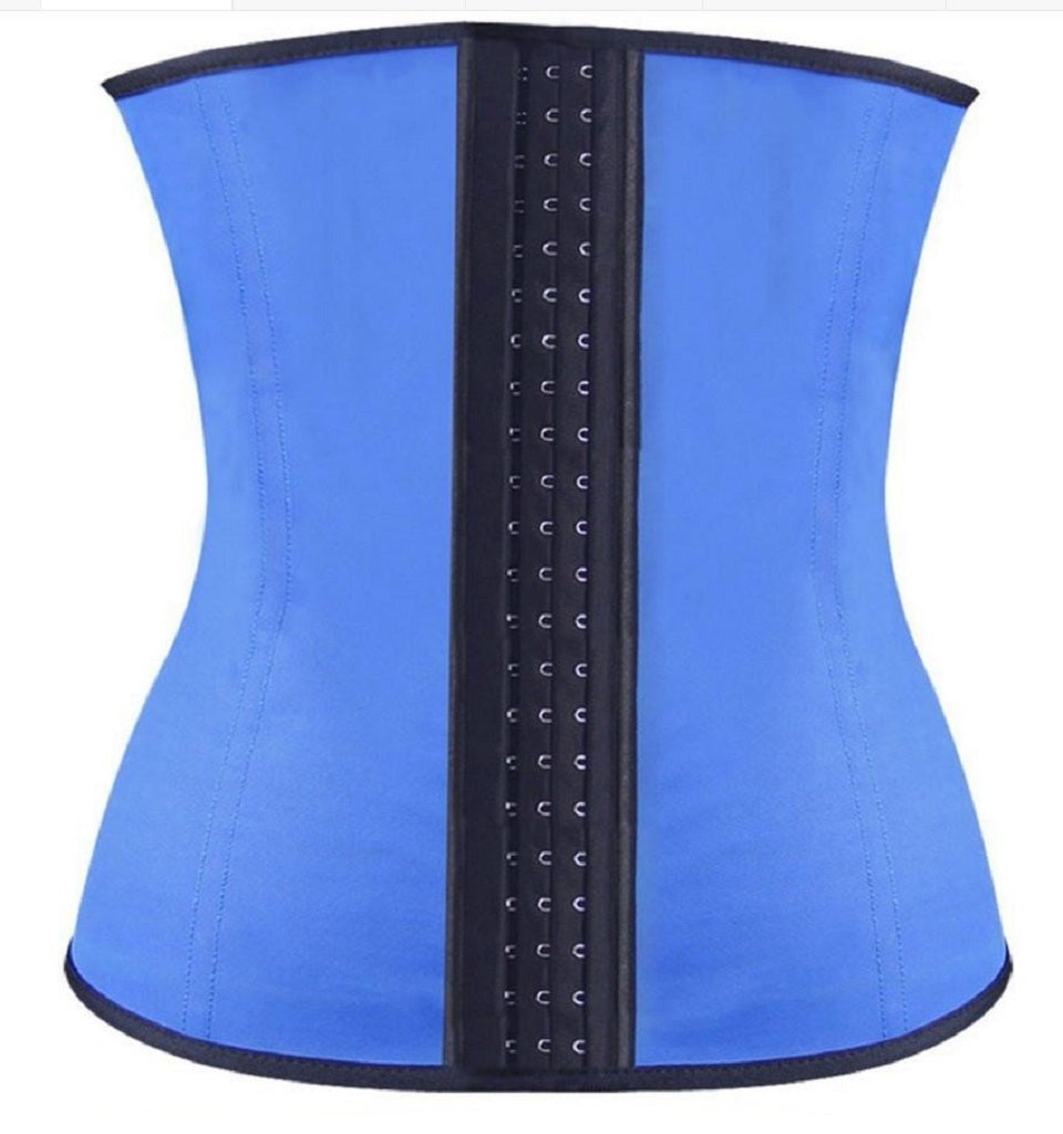 Steel Boned Latex Corset - Black, Blue, Pink or Purple - Small - Large