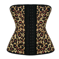 Steel Boned Latex Leopard Print Waist Trainer - Leopard Pink or Yellow