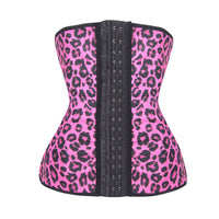 Steel Boned Latex Leopard Print Waist Trainer - Leopard Pink or Yellow