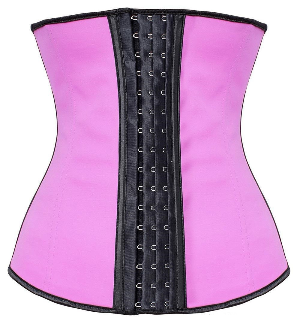 Steel Boned Latex Corset - Black, Blue, Pink or Purple - Small - Large