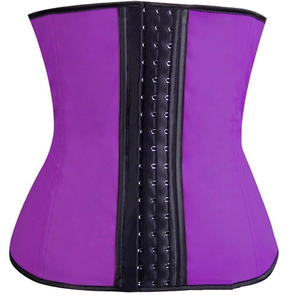 Steel Boned Latex Corset - Black, Blue, Pink or Purple - Small - Large