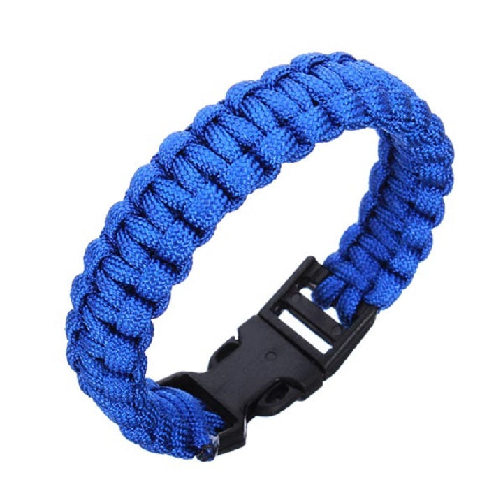 Survival Bracelet with Paracord/Flint Scraper/Whistle/Cutting Tool - Black, Blue, Camo, Orange, Pink or Rainbow