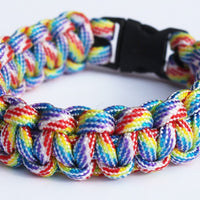 Paracord Survival Bracelet with Compass/Whistle Buckle - Black, Camo, Orange, Rainbow, Purple or Teal